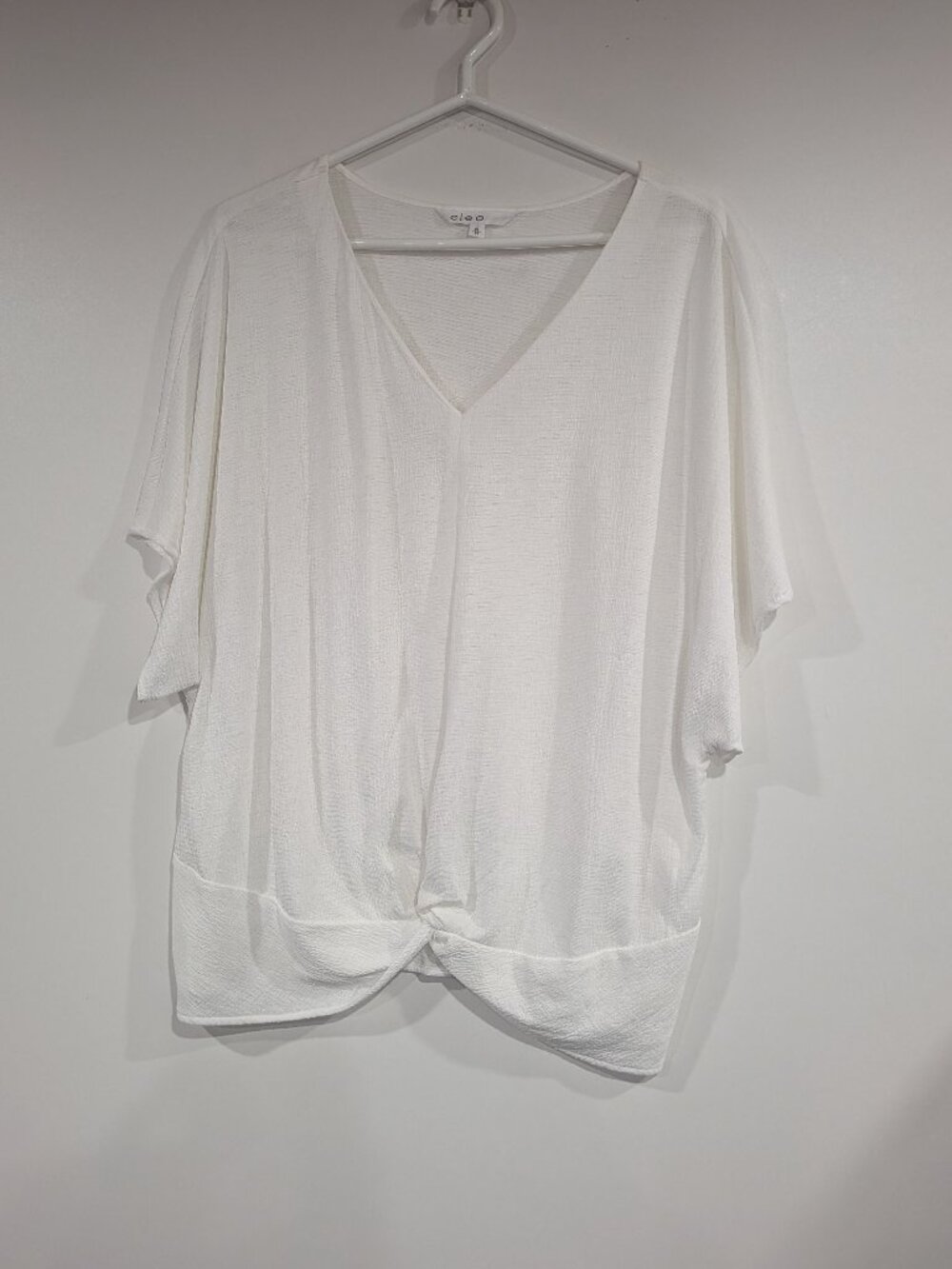 Cleo Twist V-Neck Top White Size XL